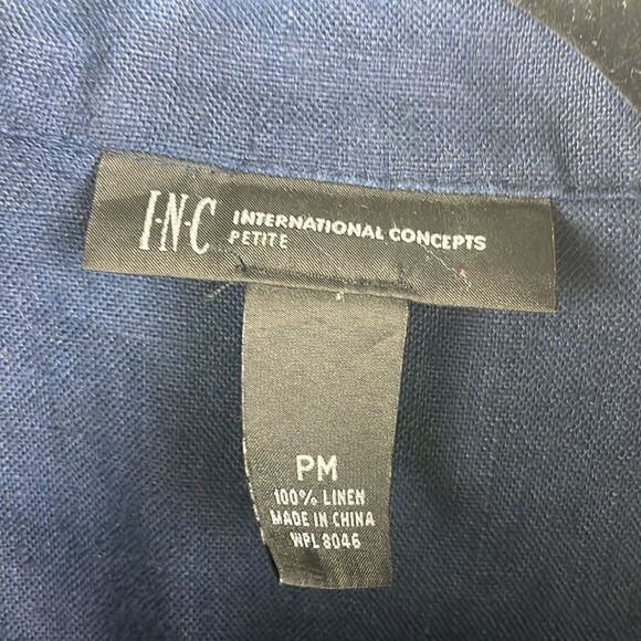 INC Utility Linen Jacket Women’s Navy Size Petite Medium - Picture 4 of 14